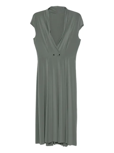 Alberta Ferretti V-neck pleat-detail dress Grey 252U04416624