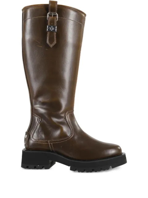 GANNI buckle-detail leather boots Brown S3023097