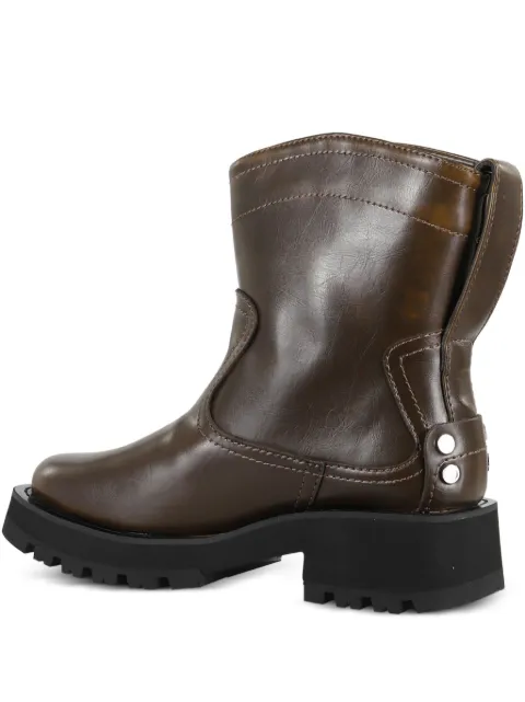 GANNI stitched leather boots Brown S3024097