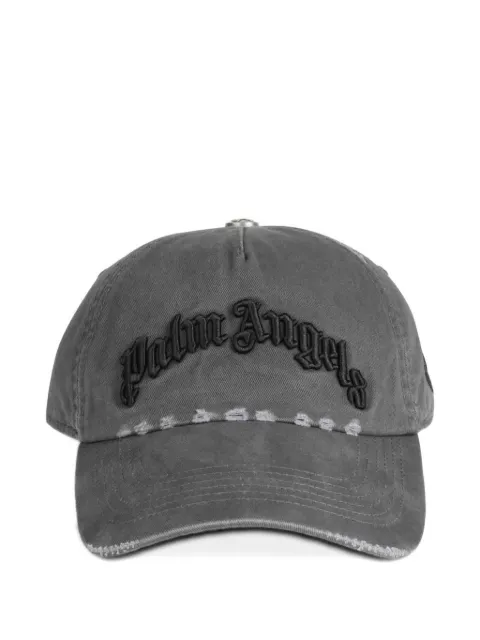 Palm Angels logo-embroidered distressed baseball cap Grey PMLB104F25FAB007