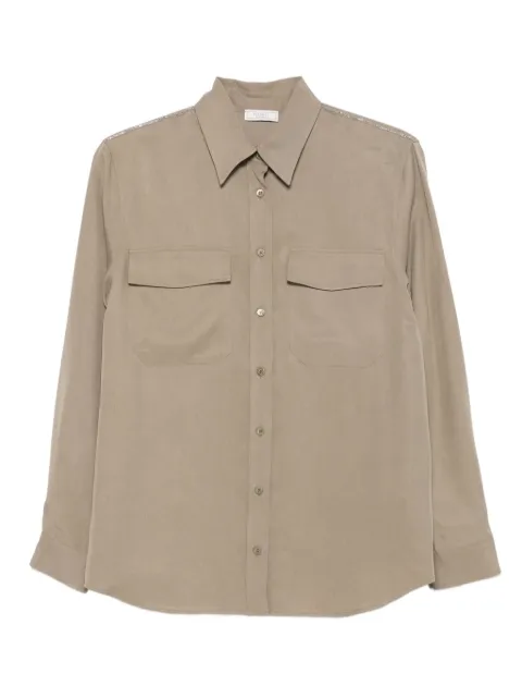 Peserico buttoned long-sleeve shirt Green A0613907933034