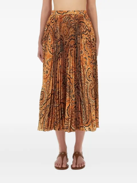 ETRO paisley-print pleated midi skirt Orange WRFA005899SASP1X0822