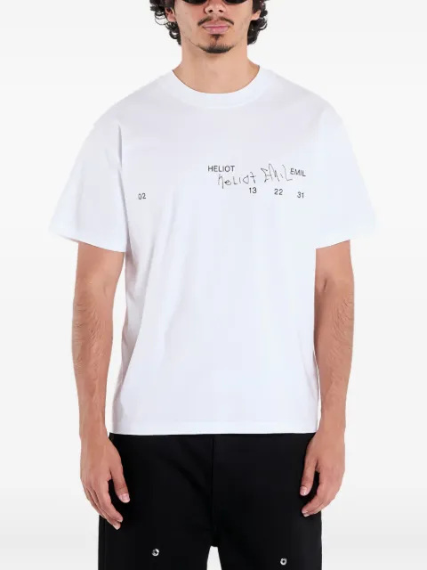 HELIOT EMIL Fulgens signature-print T-shirt White PREAW25M09141WHT02