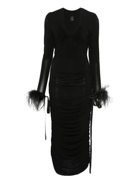 PINKO feather-trim midi dress Black 105780A2GS