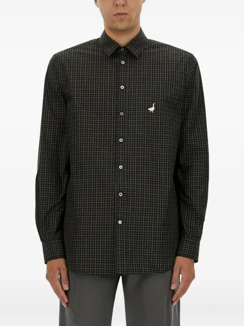 Moschino checked-pattern duck-detail shirt Black 022352482513