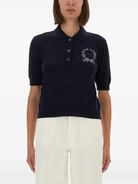 Moschino logo-embroidered polo top Blue 092955020290