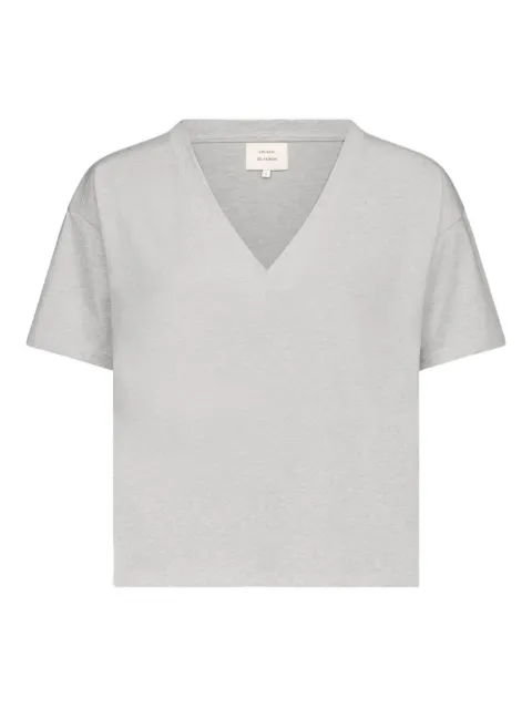 LouLou de Saison V-neck short-sleeved T-shirt Grey FAAALDS
