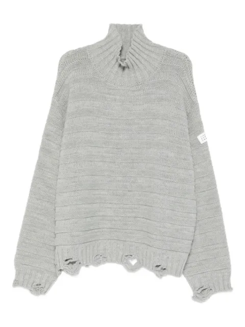 MM6 Maison Margiela turtleneck frayed sweater Grey SH0HA0004M13040