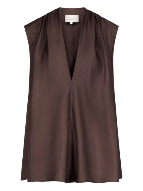 LouLou de Saison Sade gathered sleeveless blouse Brown SADE