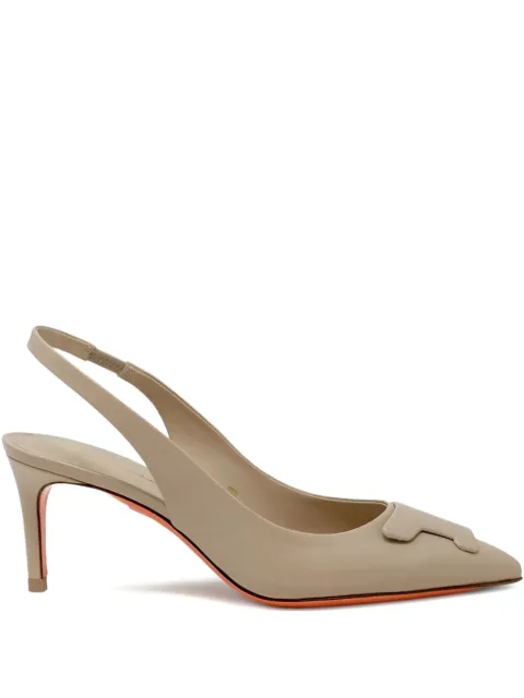 Santoni 65mm slingback leather pumps Neutrals WDLS71474HA2TSZA