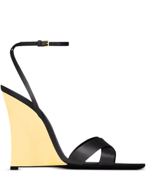 Saint Laurent 110mm crossover-straps wedge sandals Black 8302879QNAO