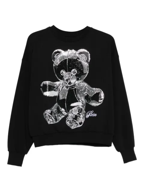 Philipp Plein rhinsetone-embellished bear sweatshirt Black FAECWJO1065PTE004N