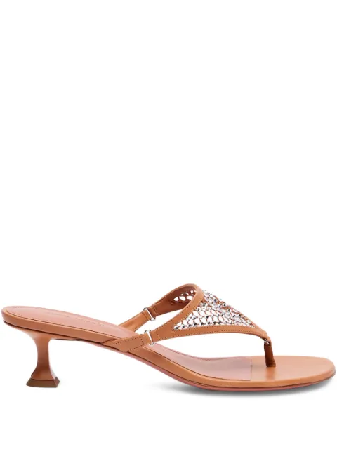 Amina Muaddi 45mm Cameron crystal-embellished leather sandals Brown 14S363543CAM