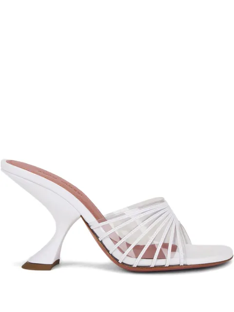 Amina Muaddi sculpted-heel strap mules White 14S363522MOO