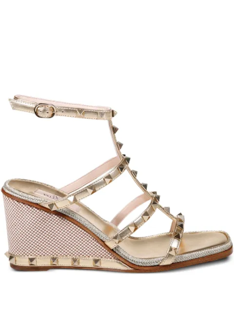Valentino Garavani 80mm studded wedge-heel sandals Gold WS0IJ8BJW