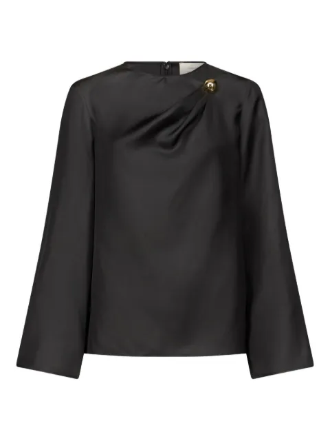 LouLou de Saison draped ornament-detail blouse Black AZAE