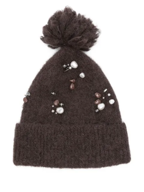 Dorothee Schumacher pom-pom embellished hat Brown 216307