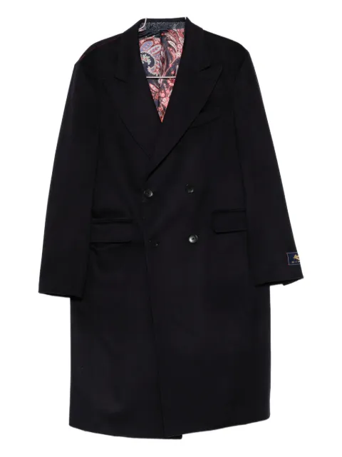 ETRO double-breasted paisley-lined coat Blue MRAA001499TU2J8