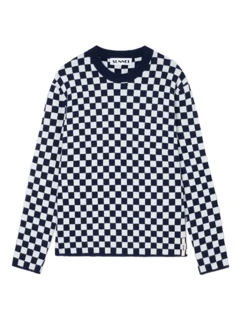 Sunnei checkerboard-pattern sweater Blue RTWXKNW026KNT0478315DARKBLUEOFFWHITECHECK