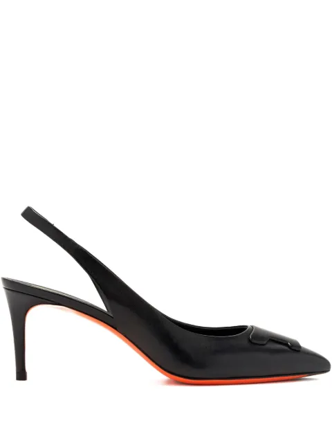 Santoni 65mm slingback leather pumps Black WDLS71474HA2TSZA