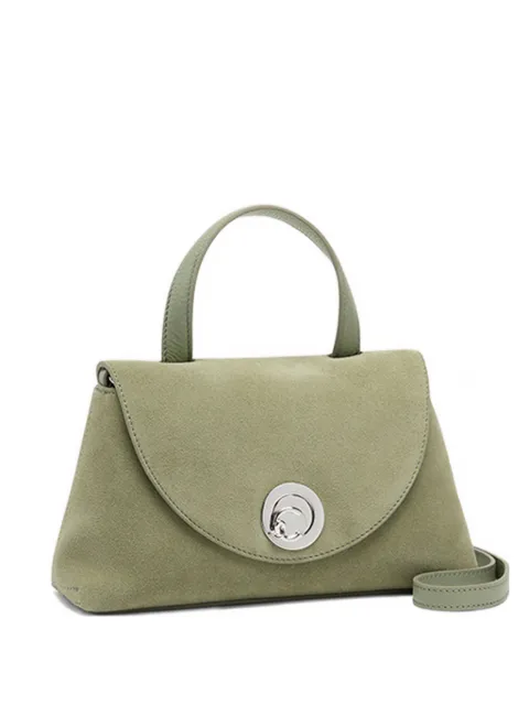 Coccinelle small Nikla circular-lock suede tote bag Green E1TOC180201