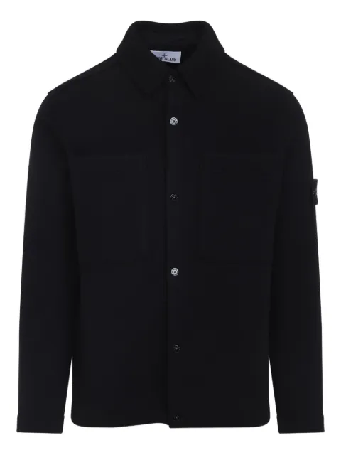Stone Island patch-pocket wool shirt Black K2S155100058S0IN1