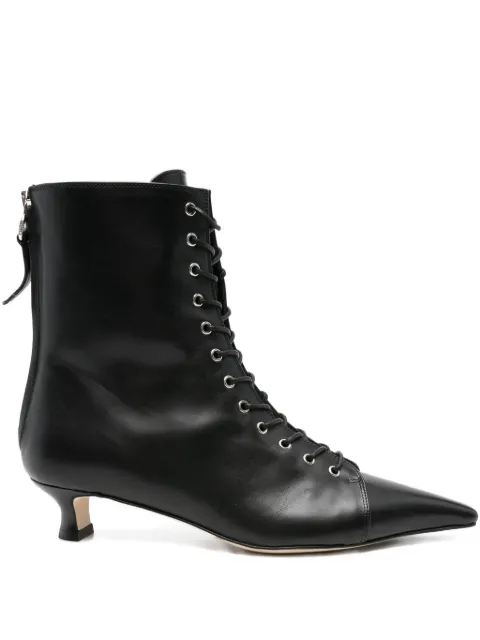 Aeyde 40mm Trixi lace-up pointed-toe boots Black A12ABESMSS75ST223800046