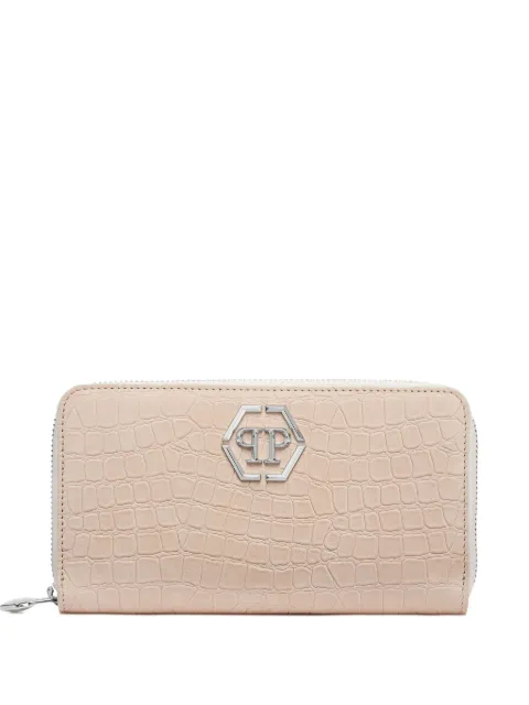 Philipp Plein nubuck rounded zip wallet Neutrals FAEAWVG0118PLE067N
