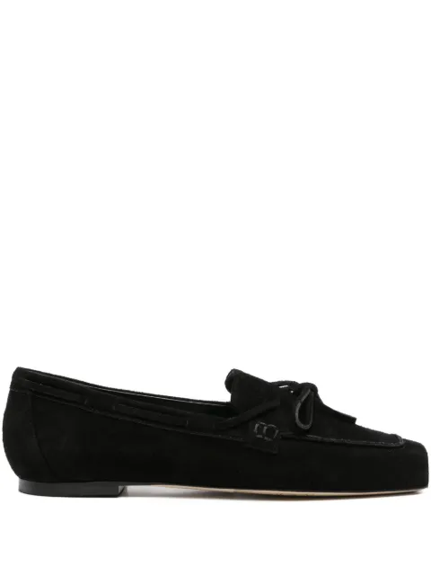 Aeyde bow-detail suede loafers Black A11FL0594003001225