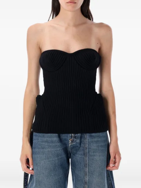 Jean Paul Gaultier ribbed-knit bustier top Black PO010K001