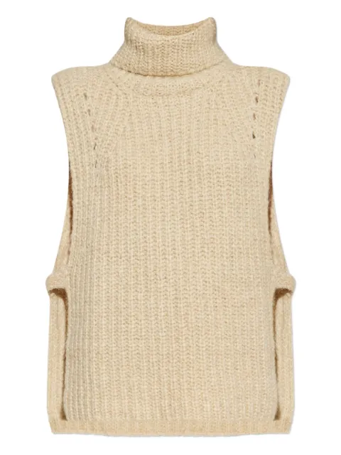 ISABEL MARANT turtleneck ribbed vest Neutrals EC116MFAC3D02A
