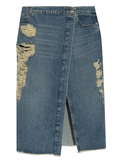 Blumarine distressed slit-front denim skirt Blue 2J212A