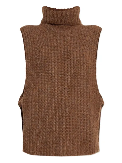 ISABEL MARANT turtleneck ribbed vest Brown EC116MFAC3D02A