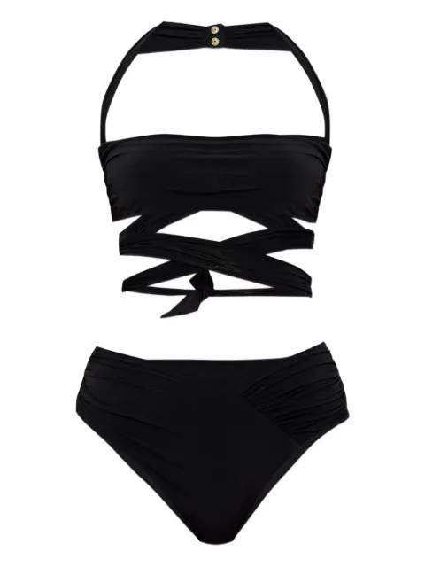 Balmain wrap-effect halter-neck bikini Black BKBAE2440