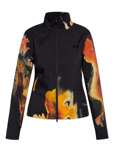 Y-3 abstract-print zip-up jacket Black KA9609