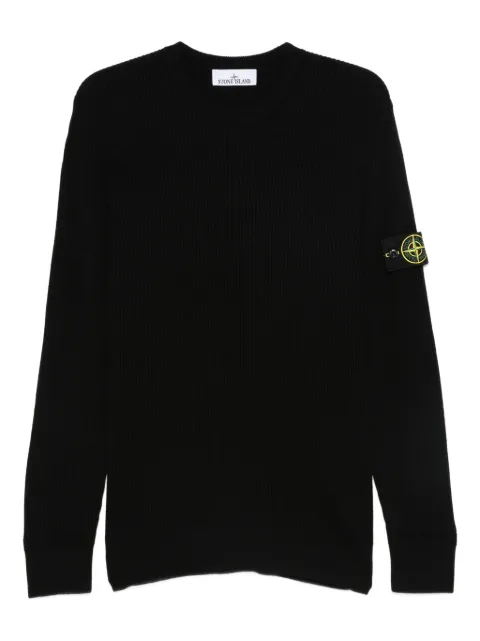 Stone Island ribbed-knit logo-patch sweater Black L2S155100053S00C2