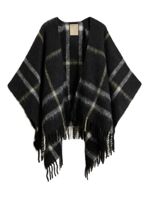 Woolrich brushed check-pattern cape Black CFWWAC2015FRUT5146