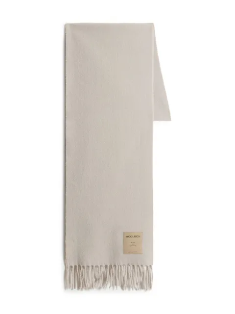 Woolrich fringed wool logo-patch scarf Neutrals CFWOAC2015MRUT5121