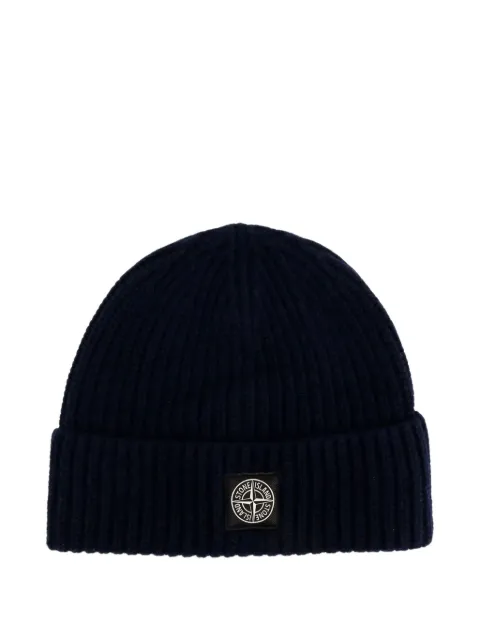 Stone Island logo-patch beanie Blue L2S15N100012S00B4