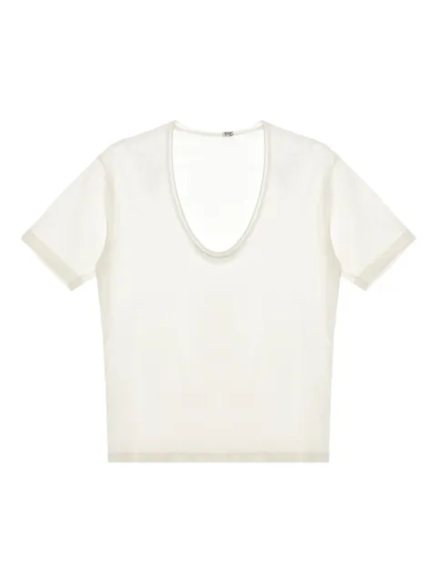 TOTEME scoop-neck short-sleeved T-shirt White 253WRT0527FB0447059