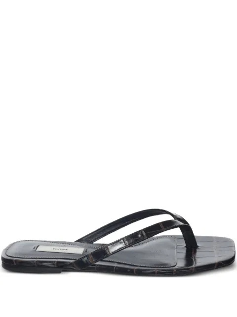 TOTEME crocodile-effect leather flat sandals Brown 243WAS4557LE0076034