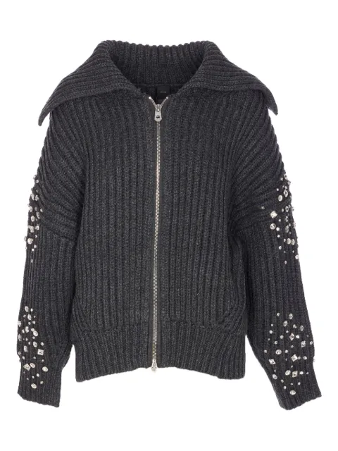 PINKO crystal-embellished ribbed cardigan Grey 105638A2TR