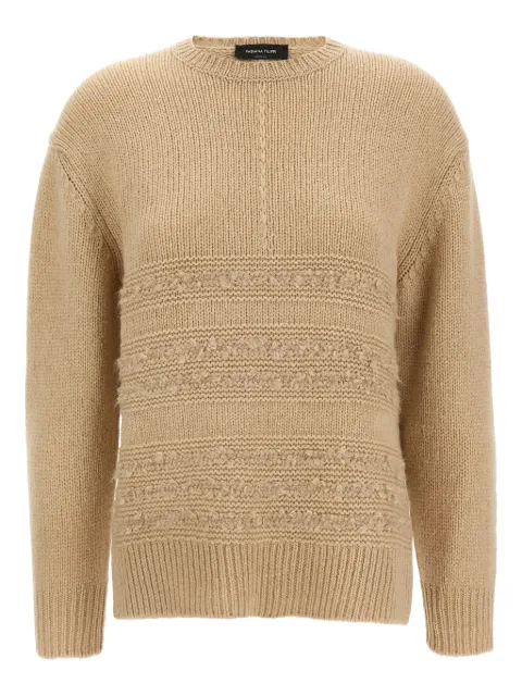 Fabiana Filippi bouclé-insert crew-neck sweater Neutrals MAD215F113L5011236