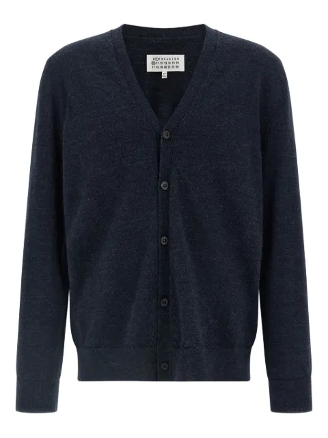 Maison Margiela elbow-patch V-neck cardigan Blue S50HP0027M13098