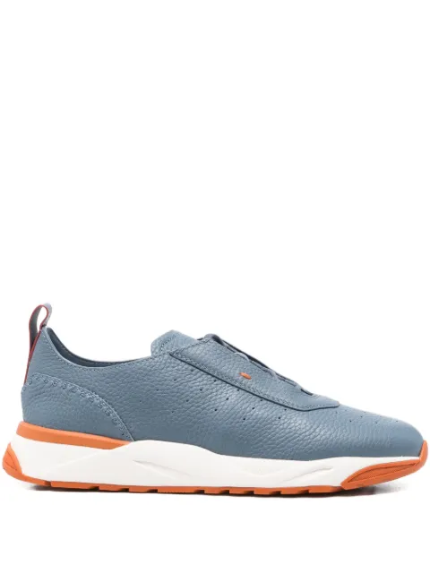 Santoni perforated-design leather sneakers Blue MBIM22073BIRTMIA