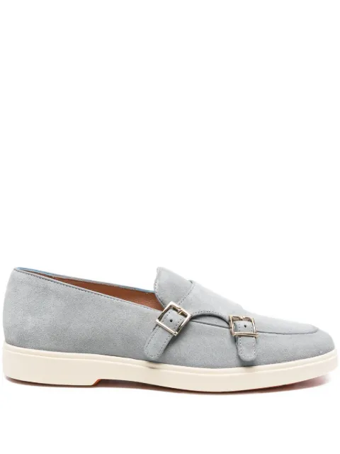 Santoni double-buckle suede loafers Blue WUYA59194TISNPYL