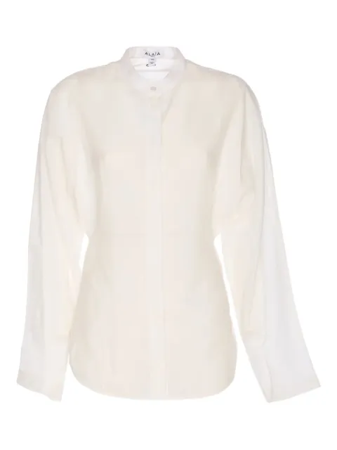 Alaïa round-hem mandarin-collar blouse White AA9C0988W069B000