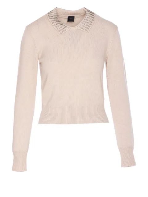 PINKO crystal-collar crewneck sweater Neutrals 105530A2S4