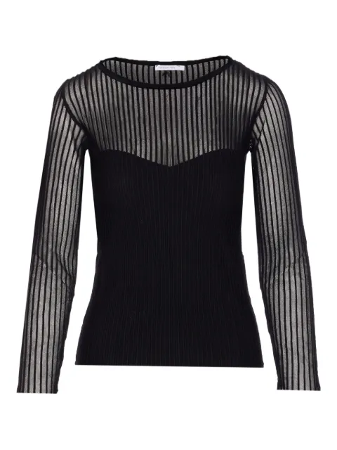 Patrizia Pepe ribbed transparent-panel T-shirt Black 8K0305K143