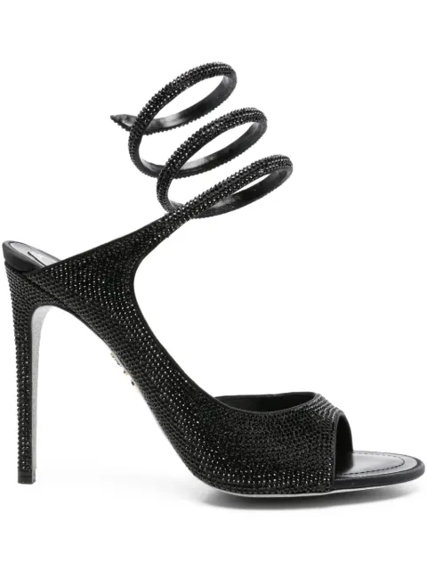 René Caovilla 105mm crystal-embellished spiral-wrap sandals Black C12563105R001V050